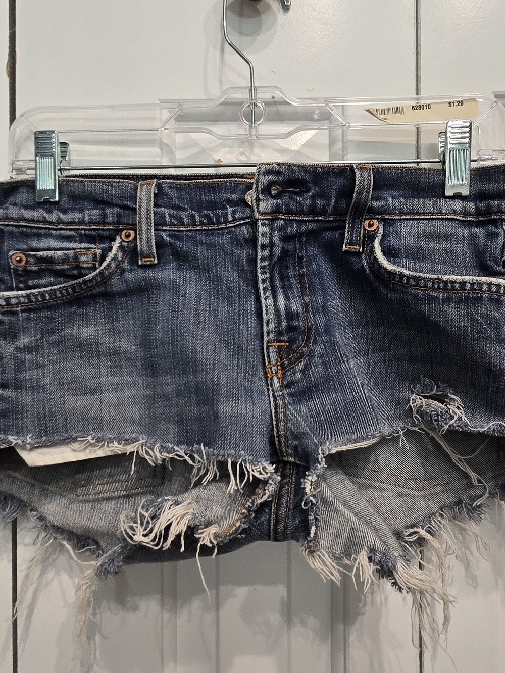 7 For All Mankind Distressed Blue Denim Cutoff Shorts